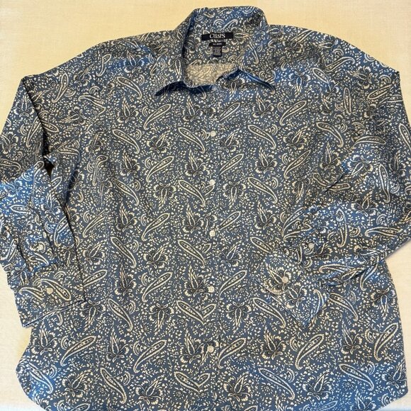 Chaps Blue Floral Paisley No Iron Blouse Top - Size 2X - Picture 3 of 4